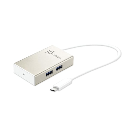 J5Create USB-C Hub, 4 Ports, Silver JCH343US